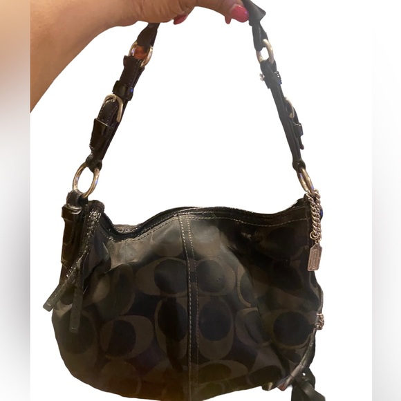 Coach Sateen Signature Shoulder Bag Black No -12675 - Picture 8 of 14